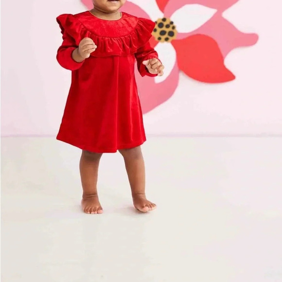 NWT Mud Pie Girls Ruffle Velvet Dress - Picture 2 of 5